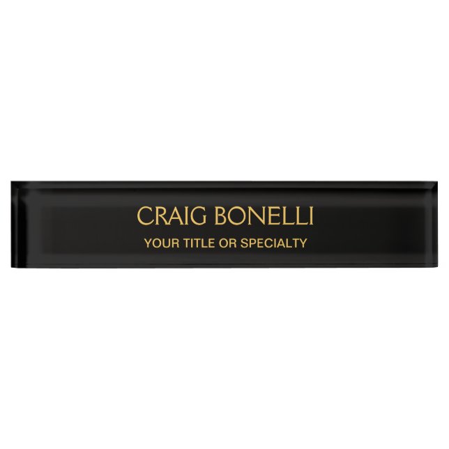 Plain Gold Black Colours Modern Minimalist Nameplate (Front)