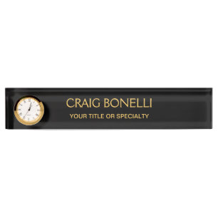 Plain Gold Black Colours Modern Minimalist Nameplate