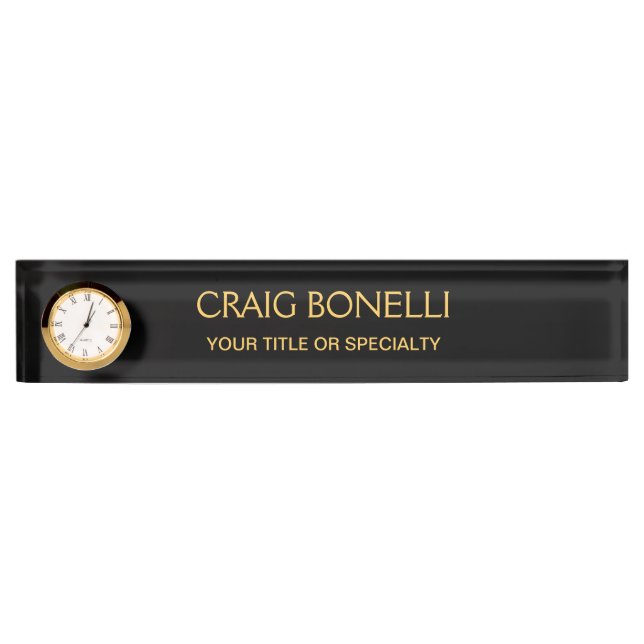 Plain Gold Black Colours Modern Minimalist Nameplate (Front)