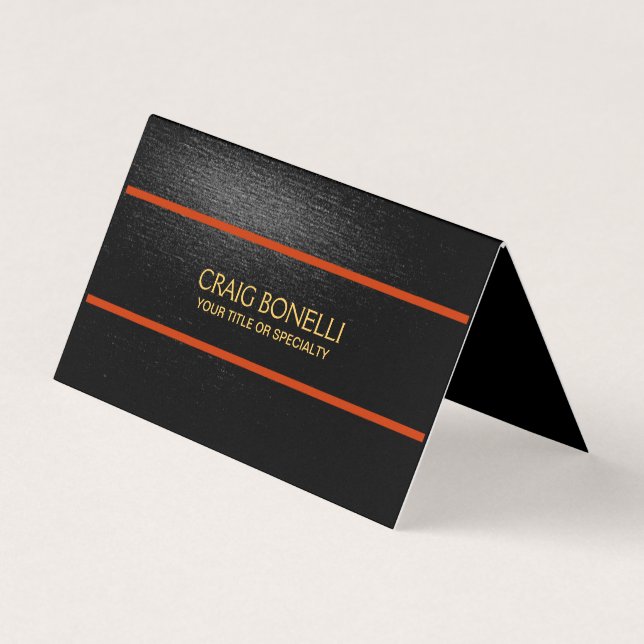 Plain Gold Black Grey Orange Colours Modern Business Card (Front)