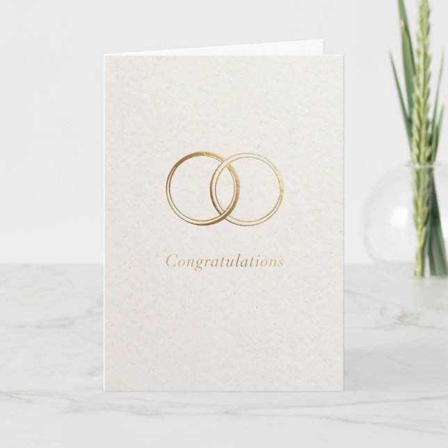 Plain gold rings congratulations wedding day card (Front)