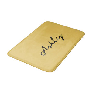 Plain gold script personalised bath mat
