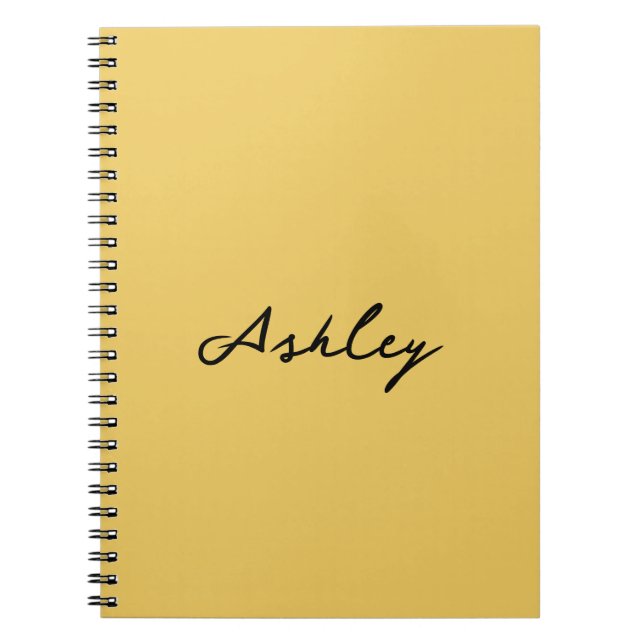 Plain gold script personalised notebook (Front)