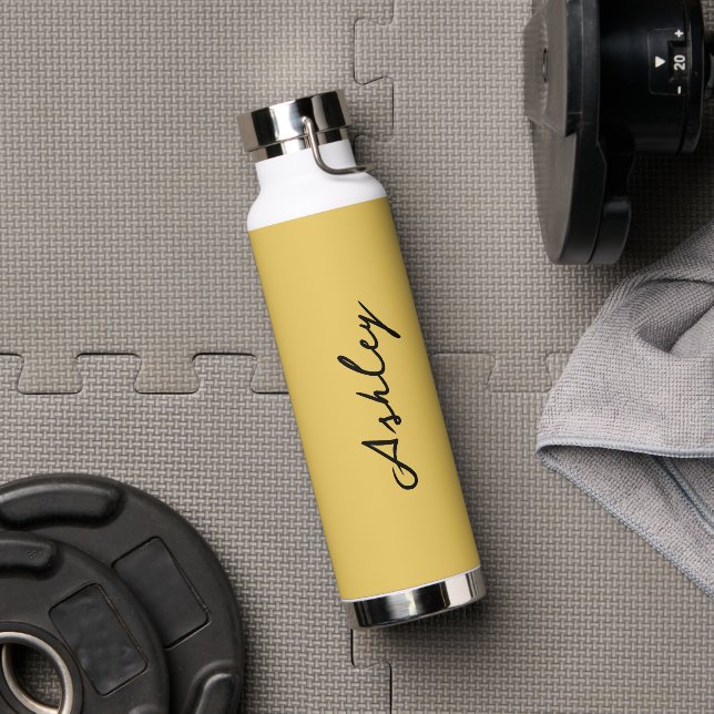 Plain gold script personalised water bottle (Gym)