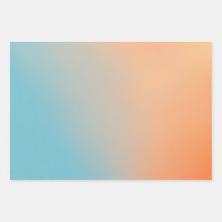 Plain Gradient Sky Blue and Orange  Wrapping Paper Sheet