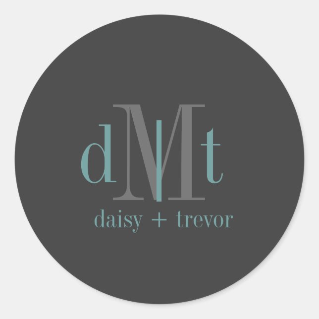 Plain Graphite + teal Monogram stickers (Front)