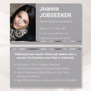 Plain Gray Classic Job Seeker Minimal Elegant Business Card
