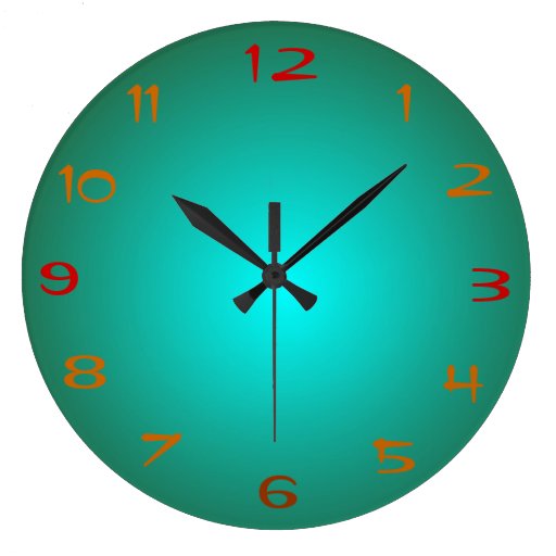 Image of Plain Green/Aqua Illuminated Design>Kitchen Clocks