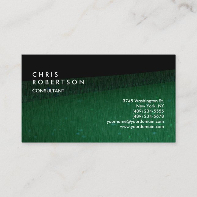 Plain Green Black Modern Creative Business Card (Front)