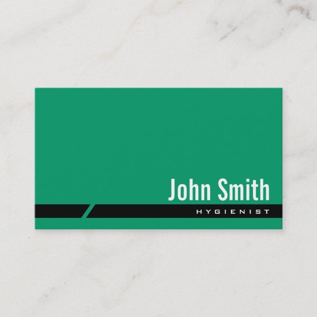 Plain Green Black Stripe Hygienist Business Card (Front)