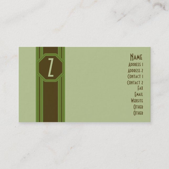 Plain Green & Brown Business Card (Front)