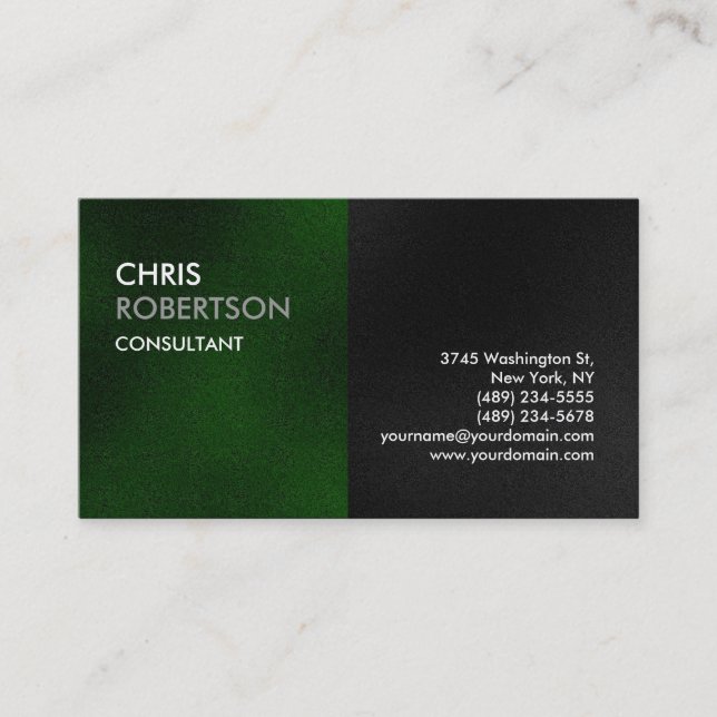 Plain Green Grey Attractive Charm Business Card (Front)