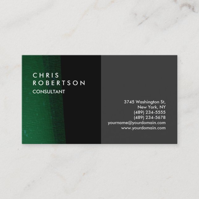 Plain Green Grey Modern Creative Business Card (Front)