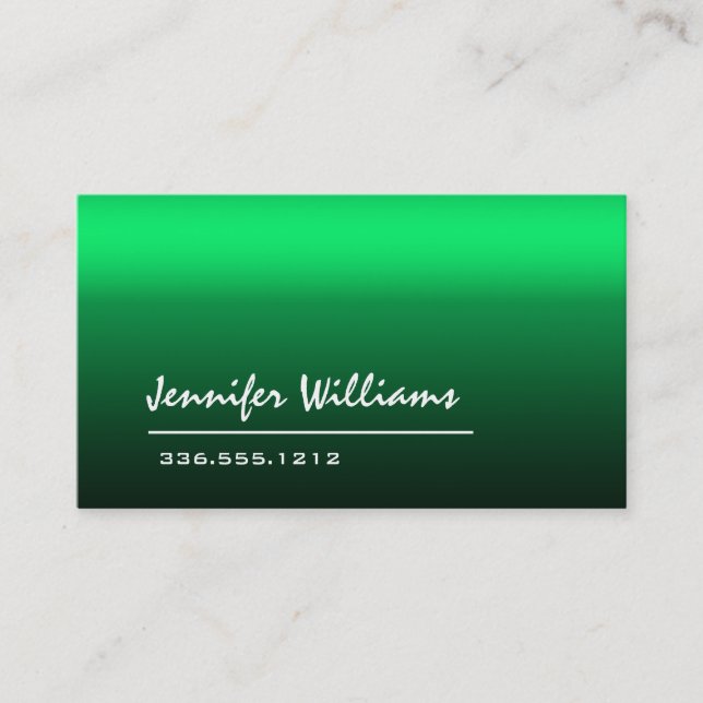 Plain Green Minimalist Professional Business Card (Front)