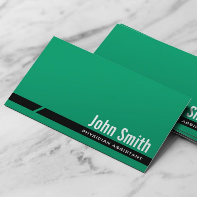 Plain Green Physician Assistant Business Card (Creator Uploaded)