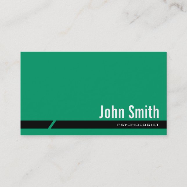 Plain Green Psychologist Business Card (Front)
