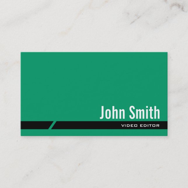Plain Green Video Editor Business Card (Front)