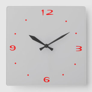 Plain Grey and Red > Kitchen Clocks