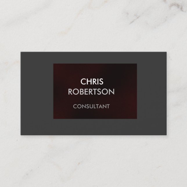 Plain Grey Dark Red Attractive Business Card (Front)