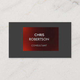 Plain Grey Dark Red Attractive Business Card