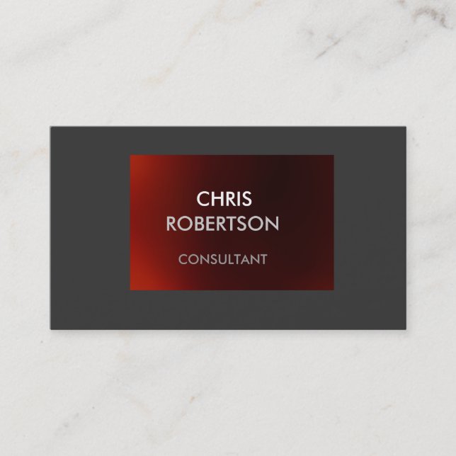 Plain Grey Dark Red Attractive Business Card (Front)