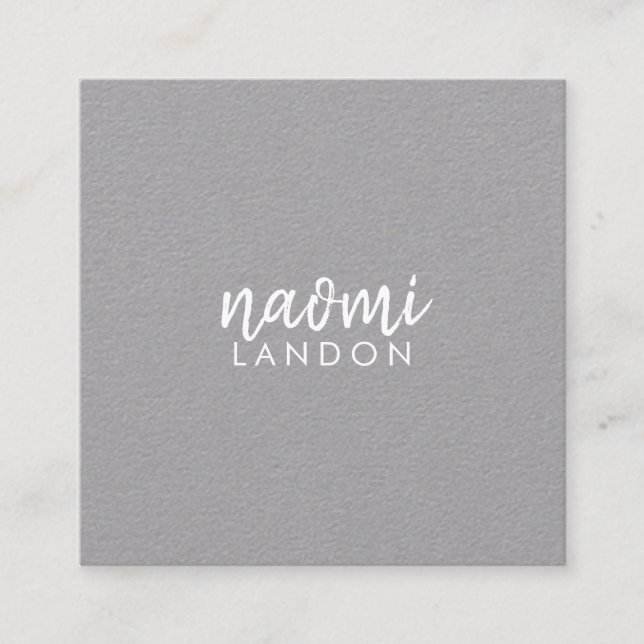 Plain grey kraft modern square minimalist simple square business card (Front)
