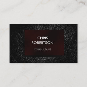 Plain Grey Leather Red Attractive Business Card