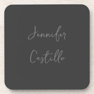 Plain Grey Minimalist Modern Calligraphy Coaster
