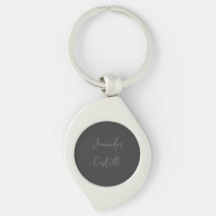 Plain Grey Minimalist Modern Calligraphy Key Ring