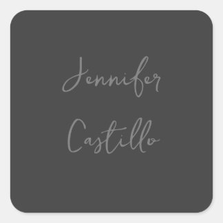 Plain Grey Minimalist Modern Calligraphy Square Sticker