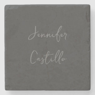 Plain Grey Minimalist Modern Calligraphy Stone Coaster