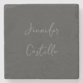 Plain Grey Minimalist Modern Calligraphy Stone Coaster