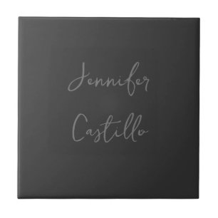 Plain Grey Minimalist Modern Calligraphy Tile
