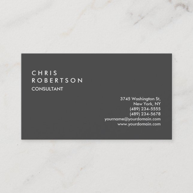 Plain Grey Modern Creative Business Card (Front)