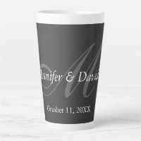 Plain Grey Monogram Wedding Bride Groom Names
