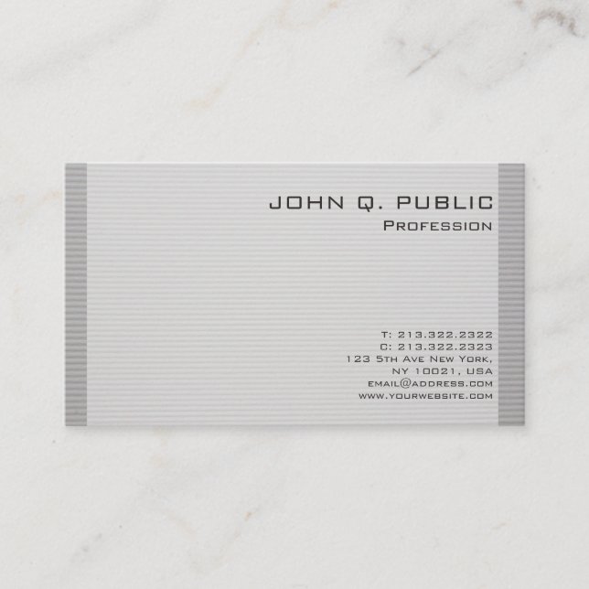 Plain Grey Striped Professional Stylish Design Business Card (Front)