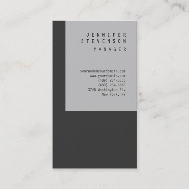 Plain Grey Striped Vertical Clean Business Card (Front)