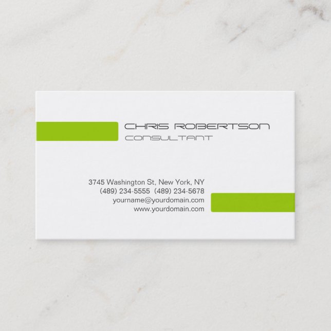 Plain Grey White Green Attractive Business Card (Front)