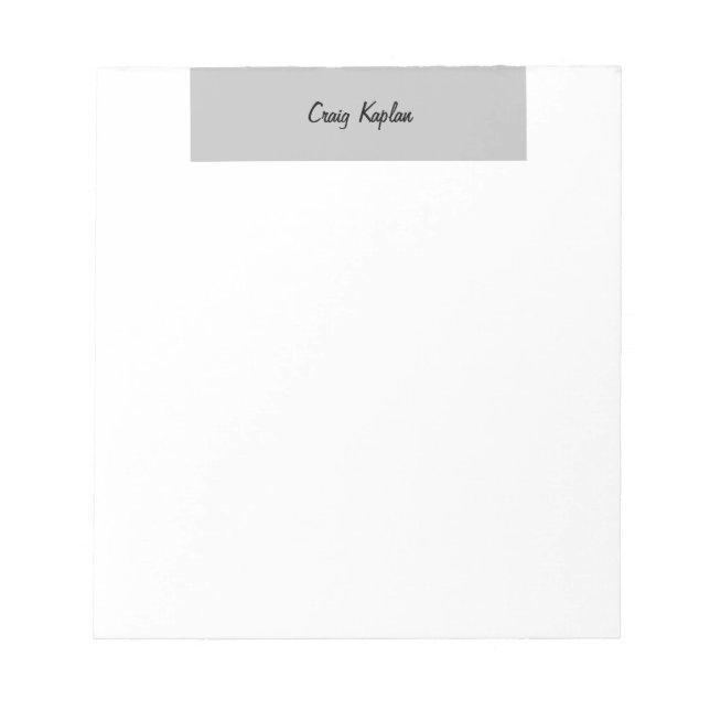 Plain Grey White Simple Modern Name Edit Notepad (Front)