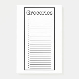 Plain Grocery List Post it Notes