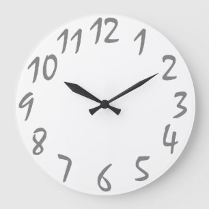 plain handwriting numbers wall clock
