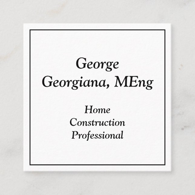 Plain Home Construction Professional Profile Card (Front)
