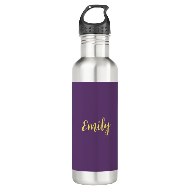 Plain Indigo & Yellow Modern Minimalist 710 Ml Water Bottle (Front)