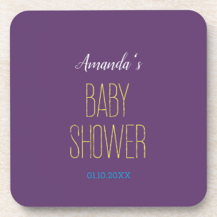 Plain Indigo Yellow Modern Minimalist Baby Shower Coaster