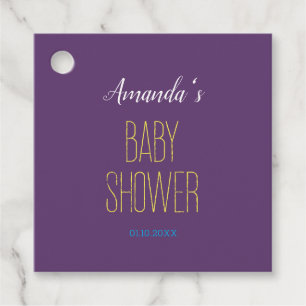 Plain Indigo Yellow Modern Minimalist Baby Shower Favour Tags