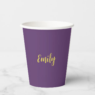 Plain Indigo & Yellow Modern Minimalist Paper Cups