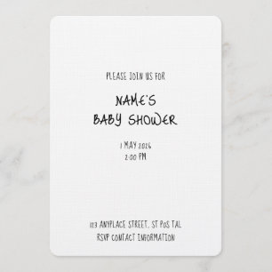 Plain Invitation Template - Baby Shower 1 - Simple