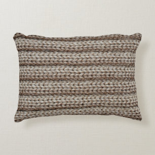 Plain knitted fabric, brown texture. decorative cushion