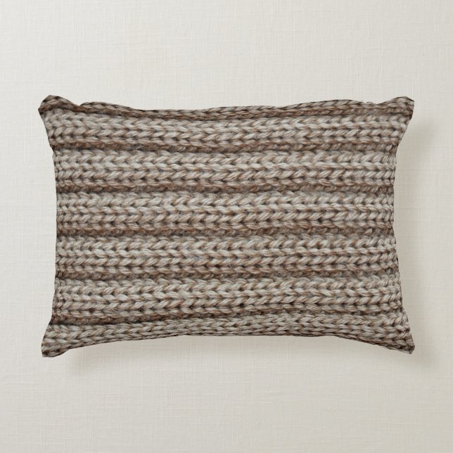 Plain knitted fabric, brown texture. decorative cushion (Front)