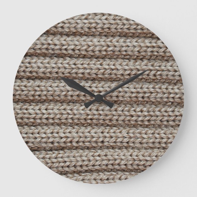 Plain knitted fabric, brown texture. large clock (Front)